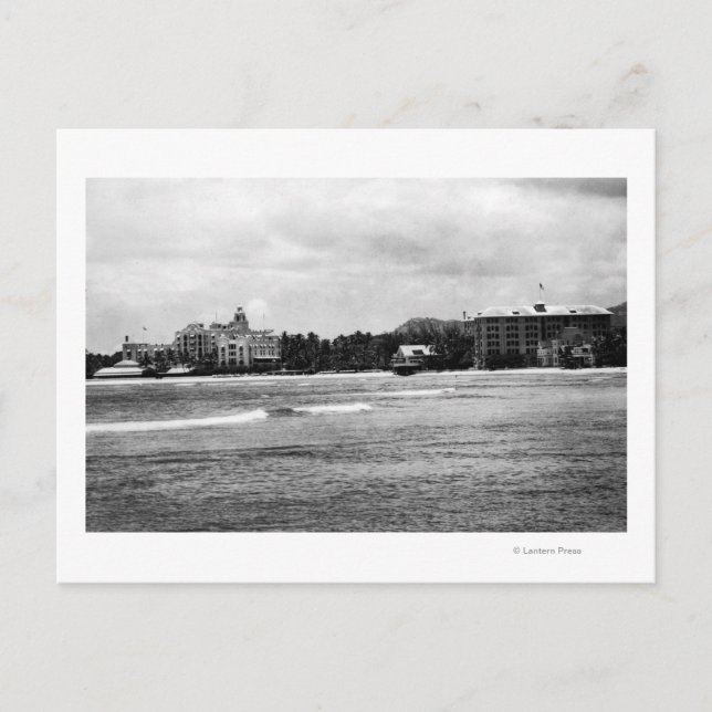 Postal Honolulu, HA - Vista de Moana & Royal Hawaiian (Anverso)