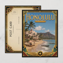 Honolulu Hawái Arte Deco Vintage Edad Dorada