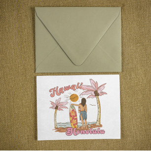 Postal Honolulu Hawái Retro Surf Playa Tropical