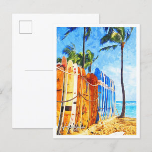 Postal Honolulu Hawaii Hermoso paisaje acuático