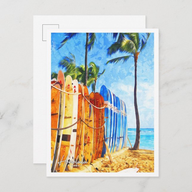 Postal Honolulu Hawaii Hermoso paisaje acuático (Anverso / Reverso)