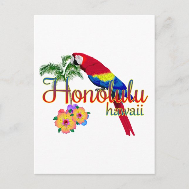 Postal Honolulu Hawaii Loro Tropical (Anverso)