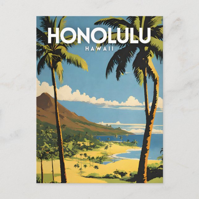 Postal Honolulu Hawaii Nostalgic Vintage Travel (Anverso)