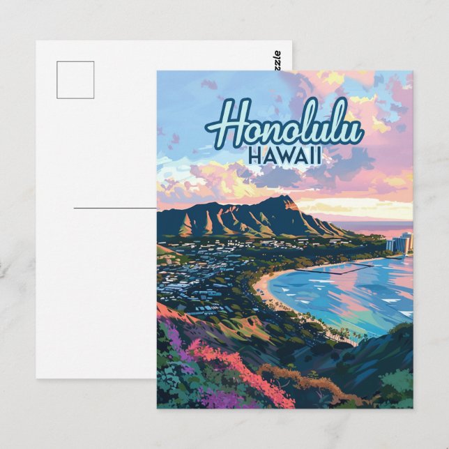 Postal Honolulu Hawaii Oahu Waikiki Beach Diamondhead (Anverso / Reverso)