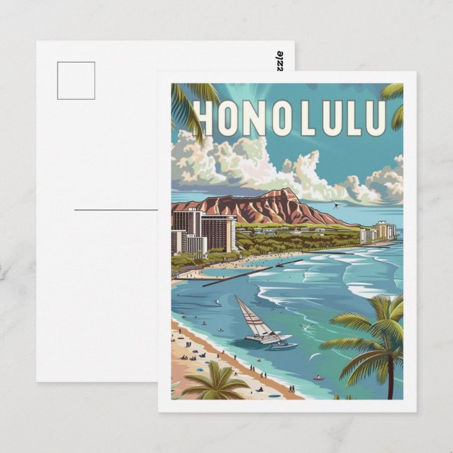 Postal Honolulu Hawaii USA Vintage Travel Place (Anverso / Reverso)
