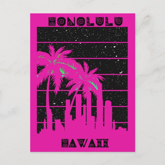 Postal Honolulu Hawaii Viaje en Skyline Pink City (Anverso)