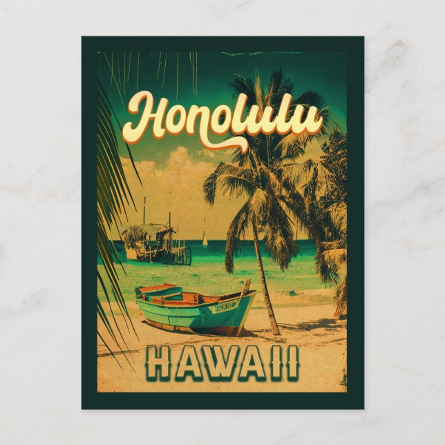 Postal Honolulu Hawaii Vintage Retro Palm Trees 60 (Anverso)