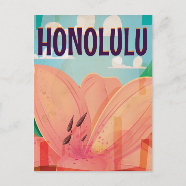 Postal honolulu Vintage Travel Poster (Anverso)
