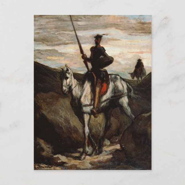 Postal Honore Daumier - Don Quijote en las montañas (Anverso)