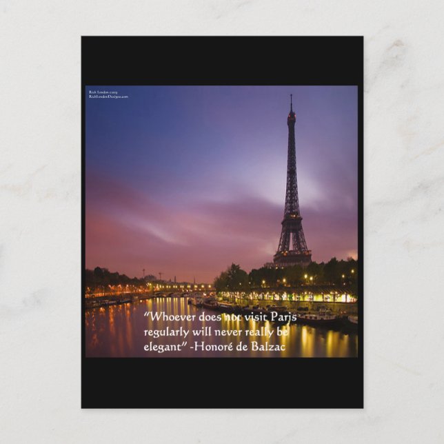 Postal Honoré de Balzac Sobre París Francia (Anverso)