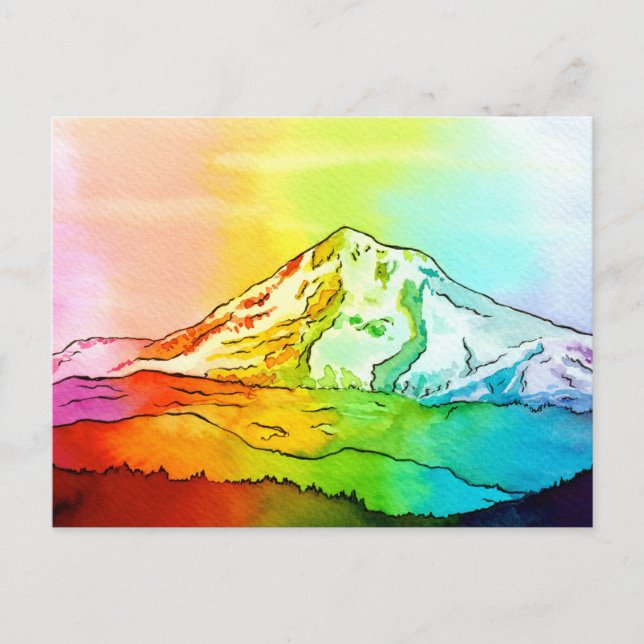 Postal Hood de montaje en color de agua arcoiris (Anverso)