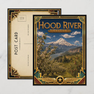Postal Hood River Oregon Arte Deco Vintage Edad Dorada