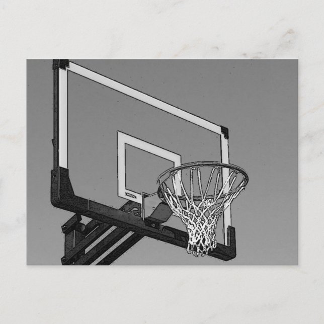 Postal Hoop de baloncesto blanco y negro (Anverso)