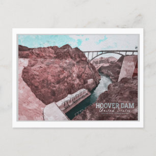 POSTAL HOOVER DAM WATERCOLOR - NEVADA - ARIZONA