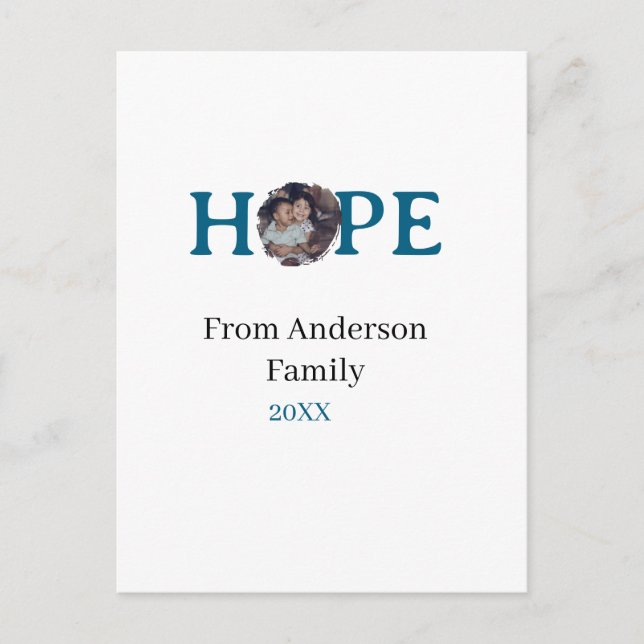 Postal Hope blue holidays bold letter kids photo name yea (Anverso)