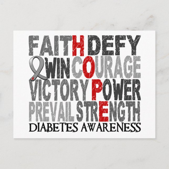 Postal Hope Word Collage Diabetes (Anverso)