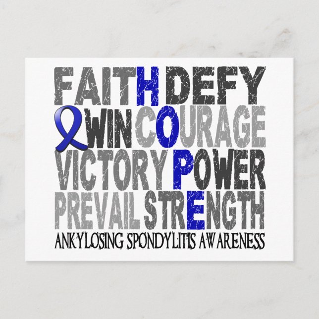 Postal Hope Word Collage Espondilitis Anquilosante (Anverso)