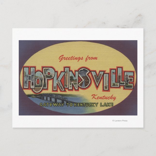 Postal Hopkinsville, Kentucky - Escenas de letras grandes (Anverso)