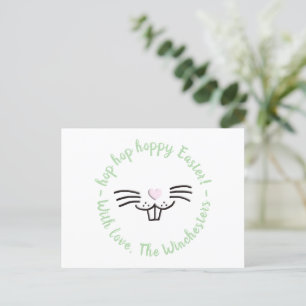 Postal Hoppy Easter gracioso lindo conejito rostro person