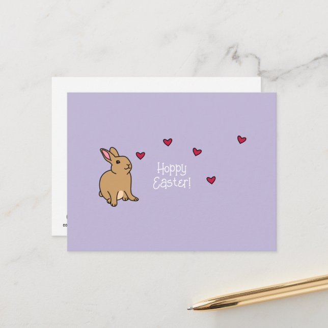 Postal "Hoppy Easter" Punny Bunny Postcard (Anverso/Reverso In Situ)