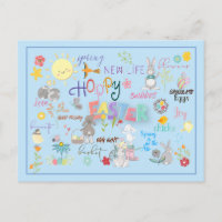 Hoppy Easter Wordart Saludos Fondo Azul