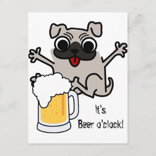 Postal Hora de la cerveza Pug