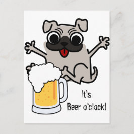 Postal Hora de la cerveza Pug