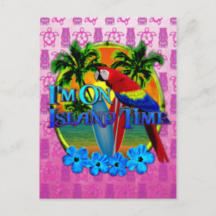 Postal Hora De La Isla, Atardecer Y Tikis