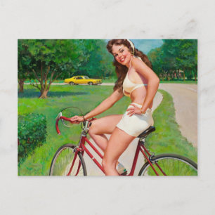 Postal Hora de un Paseo - Chica Retro Pin-up