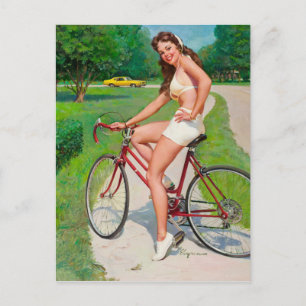 Postal Hora de un Paseo - Chica Retro Pin-up