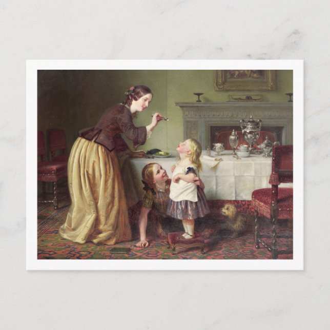 Postal Hora del desayuno - Juegos de la mañana (aceite so (Anverso)