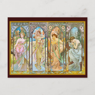 Postal Hora del día, Alphonse Mucha