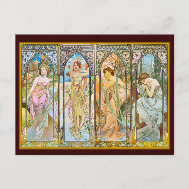 Postal Hora del día, Alphonse Mucha (Anverso)