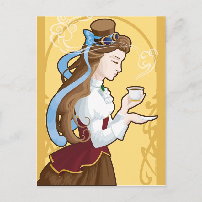 Postal Hora del Té Steampunk (Anverso)