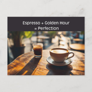 Postal Hora Dorada del Espresso, Viajero Amante del Café