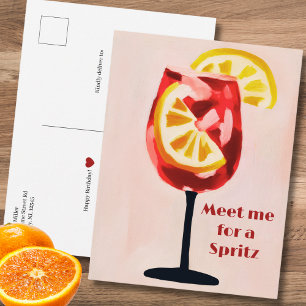 Postal Hora Feliz de Cóctel Italiano Vintage Retro Colori
