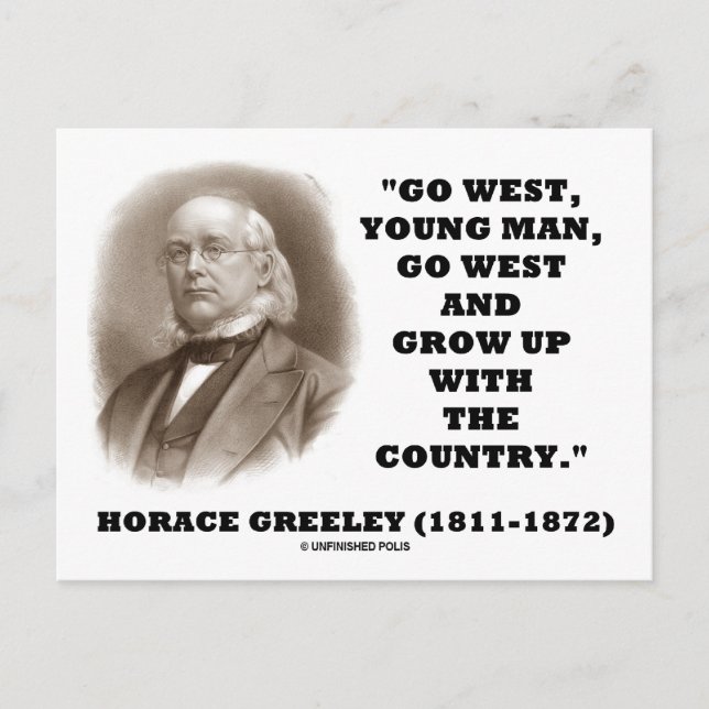Postal Horace Greeley Go West Young Man Go West (Anverso)