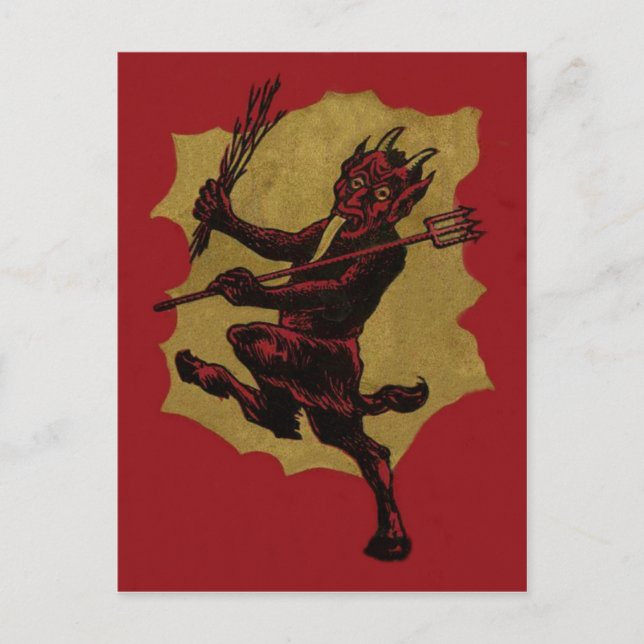 Postal Horca de Krampus roja con lengua intercambiable (Anverso)