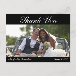 Postal Horiz. Foto de boda personalizada de B&W Gracias
