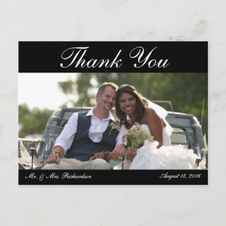 Postal Horiz. Foto de boda personalizada de B&W Gracias