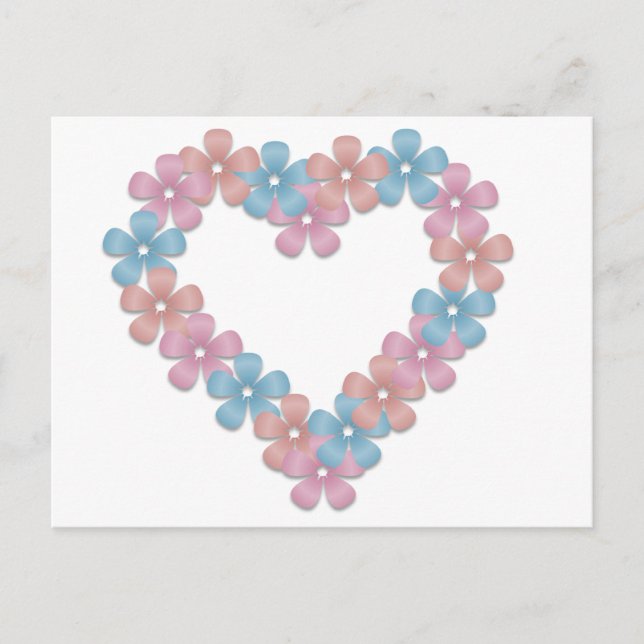 Postal horizontal de flor de corazón (Anverso)
