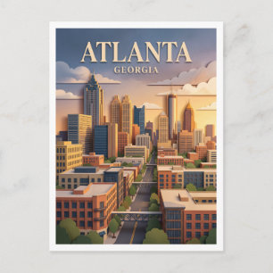 Postal horizonte de Atlanta desde West Midtown Georgia