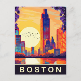 Postal Horizonte de Boston, MA, al atardecer, Viajes
