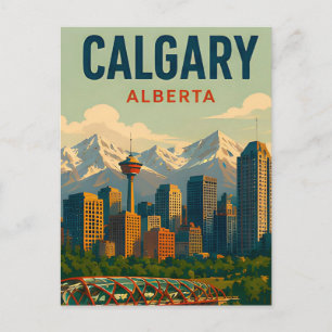 Postal Horizonte de Calgary Canadá Montañas Rocosas Viaje