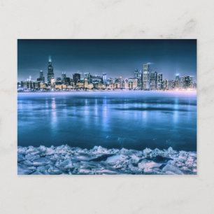 Postal Horizonte de Chicago en invierno