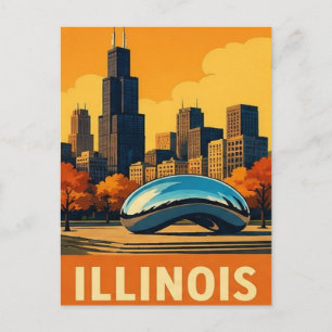 Postal 🌆 Horizonte de Chicago Escape de Illinois