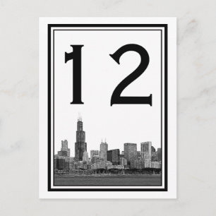 Postal Horizonte de Chicago Grabado Marco Número de Mesa