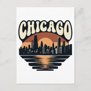 Postal Horizonte de Chicago Lago Michigan Vintage Torre W