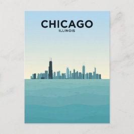 Postal Horizonte de Chicago sobre el lago