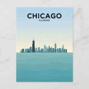 Postal Horizonte de Chicago sobre el lago